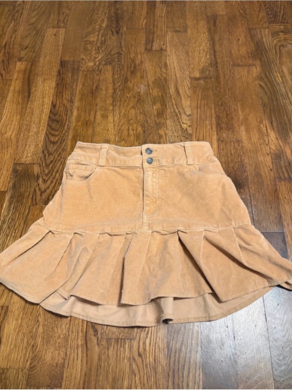 Hollister Tan Corduroy Ruffle Mini Skirt